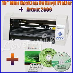 15 Mini Desktop Vinyl Cutter Plotter + Artcut 2009 Software for DIY Home Office