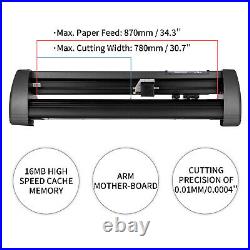 34 Vinyl Cutter/Plotter Sign Cutting Machine Software 3 Blades LCD Screen