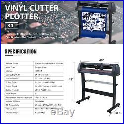 34 Vinyl Cutter /Plotter, Sign Cutting Machine withSoftware+3 Blades&LCD screen
