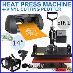 5in1 Heat Press Transfer 14 Vinyl Cutting Plotter Software Sticker Cutter