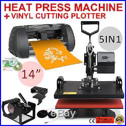 5in1 Heat Press Transfer 14 Vinyl Cutting Plotter Sublimation Software Cutter