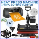 5in1 Heat Press Transfer Kit 14 Vinyl Cutting Plotter Software Cutter Clamshell