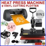 8in1 Heat Press Transfer Kit 14 Vinyl Cutting Plotter 3 Blades Cutter Software
