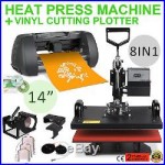 8in1 Heat Press Transfer Kit 14 Vinyl Cutting Plotter Cutter Machine Software