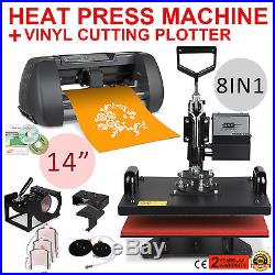 8in1 Heat Press Transfer Kit 14 Vinyl Cutting Plotter T-Shirt Cutter Software