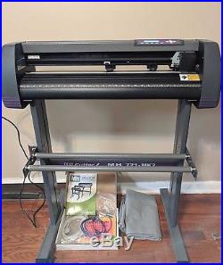USCutter 28-inch Vinyl Cutter Plotter and stand, test vinyl pieces cut software